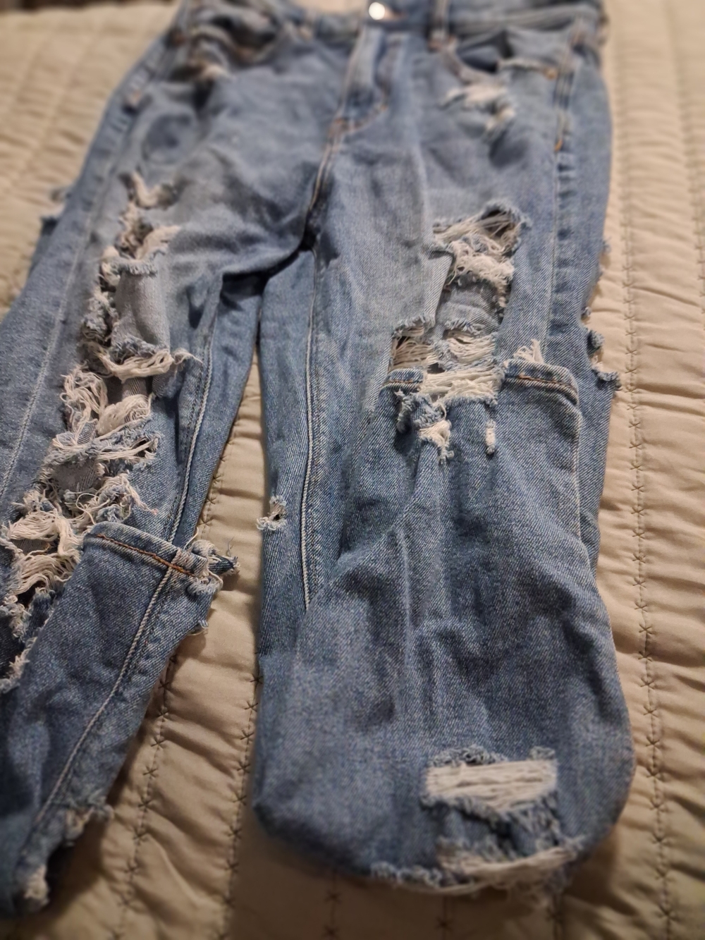 American Eagle Outfitters Ripped Light Blue Boyfriend Jeans